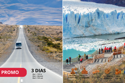 PAQUETE 2 :  IN + OUT AEROPUERTO / EL CALAFATE + GLACIAR PERITO MORENO CON PASARELAS + NAVEGACION 1 HR